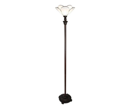 Lampadar cu baza din polirasina maro si abajur sticla Tiffany 31x183 cm