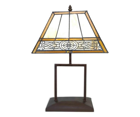 Настолна лампа с Основа от От Полирезин Кафяво И Абажур От стъкло Tiffany 28x20x46 См