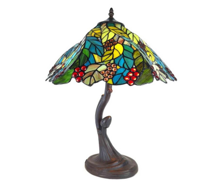 Настолна лампа с Основа от От Полирезин Кафяво И Абажур стъкло Tiffany 41x58 См