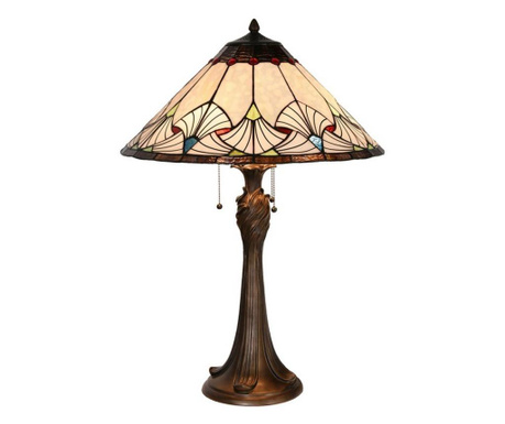 Настолна лампа с Основа от От Полирезин Кафяво И Абажур От стъкло Tiffany 51x78 См