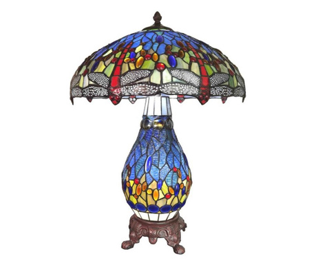 Настолна лампа с Основа от От Полирезин Кафяво И Абажур От стъкло Tiffany 46x63 См