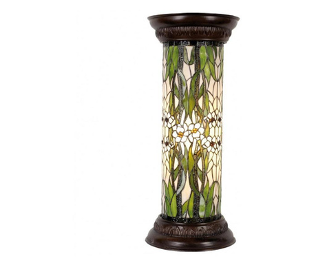 Svetilka z rjavim podstavkom iz poliresina in steklenim senčnikom Tiffany 31x78 cm