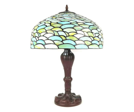 Barna polirezin lámpatalp és Tiffany üvegbúra 41x58 cm