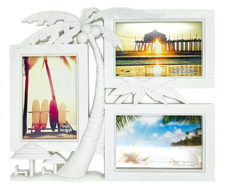 Rama foto colaj 3 poze model Plaja, Createur, Alb, 33x29cm