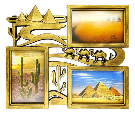Rama foto colaj model Desert, Rhainer, auriu, 3 poze 10x15cm