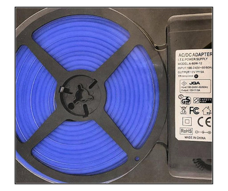 Kit banda led neon flex 10w/m lumina albastra si adaptor, 220v la 12v 5a