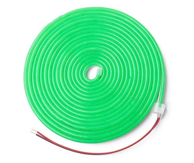 Kit banda led neon flex 10w/m lumina verde si adaptor, 220v la 12v 5a