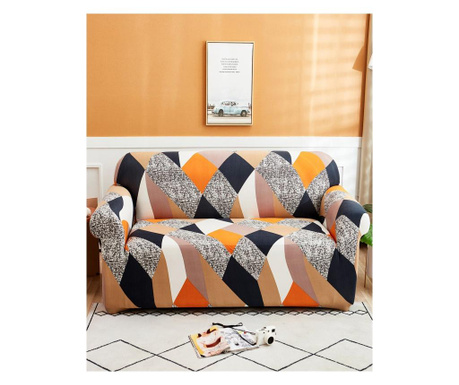 2 személyes kanapé, elasztikus huzat, színes formák, hej2-15