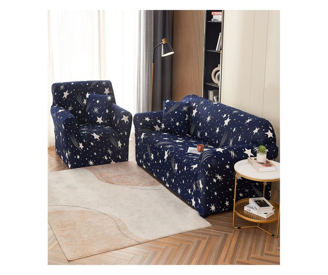3 személyes elasztikus kanapéhuzat, White Stars, HEJ3-21