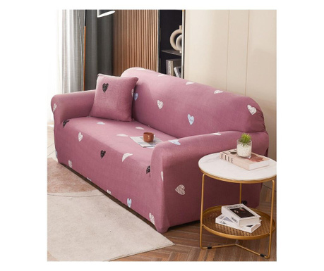 Elastyczny pokrowiec na sofę 2 osobową, kolorowe serca, hej2-25