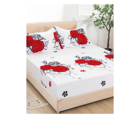 Narzuta na łóżko + 2 poszewki na poduszki - róże
