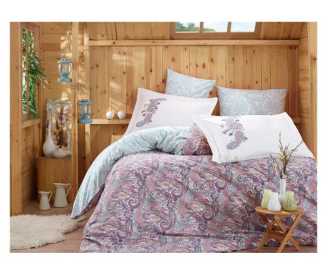 Спално бельо от 100% поплин памук - 2-местно легло - Хоби дом - Giulia Lilac - HBP-13