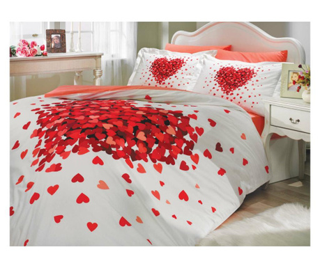 Спално бельо от 100% поплин памук - 2-местно легло - Хоби дом - Juana Red - HBP-19