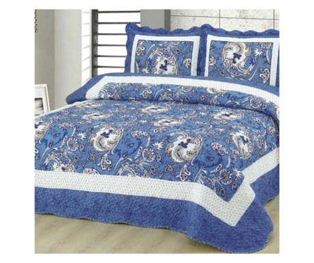 Покривало за легло + 2 калъфки за възглавници, фин памук, печат, двойно легло, CFI-52