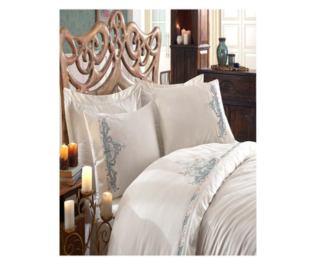 Комплект спално бельо от сатенен памук, 6 части, 2-местно легло, Olivia Mint, LDV-74