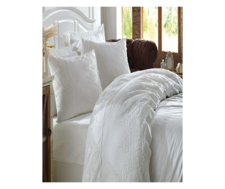 Комплект спално бельо от сатенен памук, 6 части, 2-местно легло, Duru, LDV-76