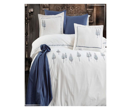 Бродиран комплект спално бельо, 4 части, двойно легло, Pamira Bleu, LDV-78