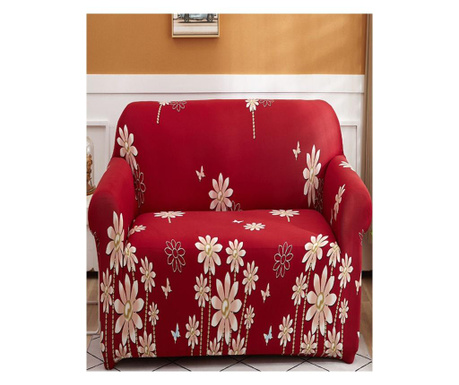 Elastyczny pokrowiec na fotel, białe kwiaty, hej1-08