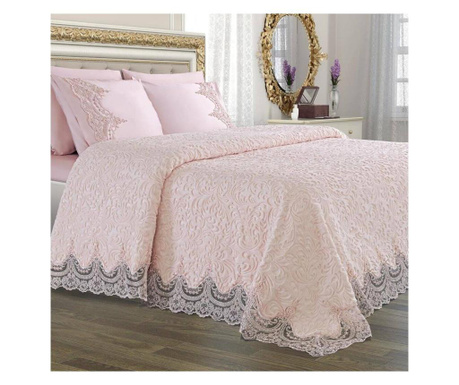Луксозен комплект одеяла с елегантна бродерия, 6 части, 2-местно легло, Casa Mia, пудра