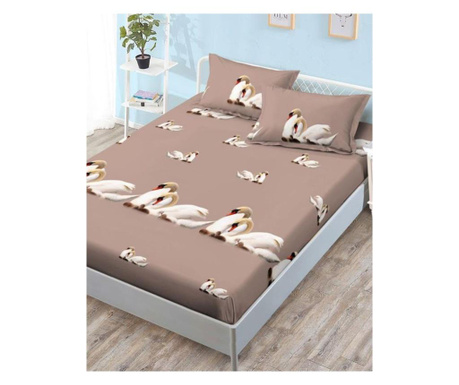 Narzuta na łóżko z elastyczną poduszką z 2 stron na łóżko podwójne, fine, swans, hbfj-97