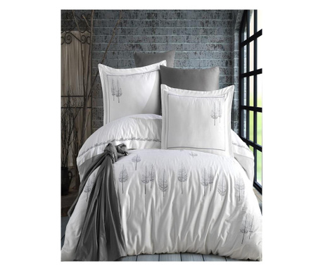 Бродиран комплект спално бельо, 4 части, двойно легло, Pamira бяло, LDV-01