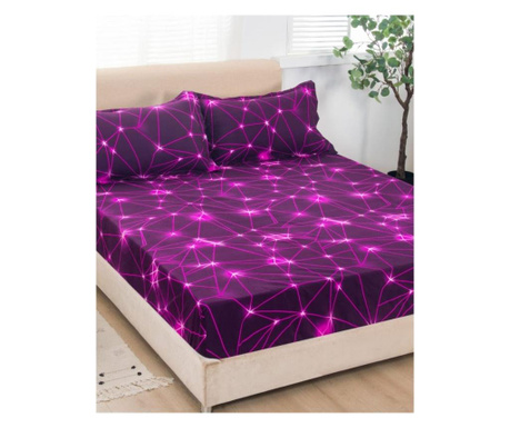 Покривало за легло + 2 калъфки за възглавници - лилави линии