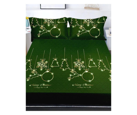 Narzuta na łóżko z elastyczną poduszką z 2 stron na łóżko podwójne, finet, szczęśliwego nowego roku, hbfjc-08