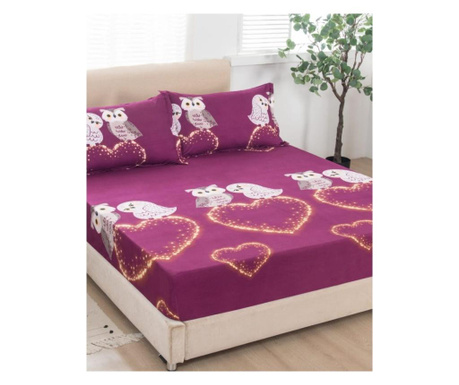 Покривало за легло + 2 калъфки за възглавници - Диви сови