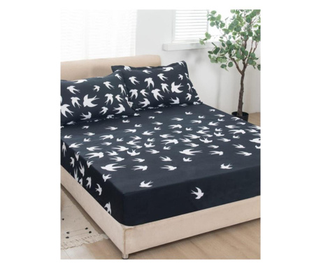 Покривало за легло + 2 калъфки за възглавници - Бели врани