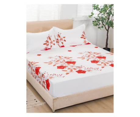 Покривало за легло + 2 калъфки за възглавници - red seed