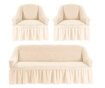 Калъфи от ластик и креп - 3-местен диван + 2 фотьойла - HC-01 (Изберете цвят: зелен)