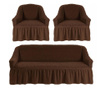 Калъфи от ластик и креп - 3-местен диван + 2 фотьойла - HC-01 (Изберете цвят: зелен)