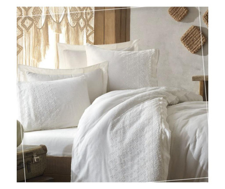 Комплект спално бельо + щука, сатенен памук, 7 части, легло за 2 човека, Ipek