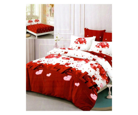 Комплект фин бельо, ластичен чаршаф, 6 части, 2-местно легло, любов