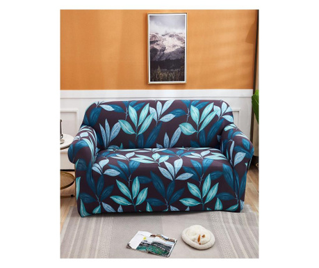Еластичен калъф за двуместен диван, сини цветя, HEJ2-12