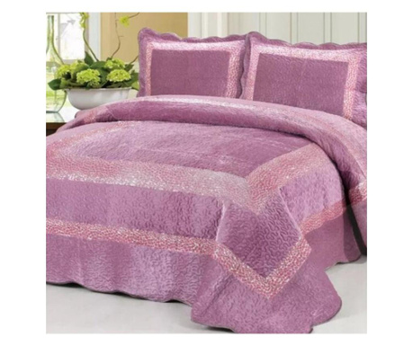 Кадифена калъфка за легло + 2 калъфки за възглавници - легло за 2 души - розово