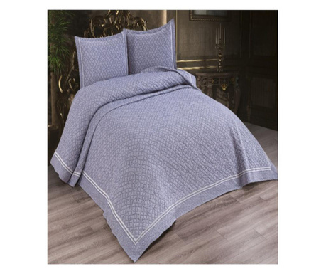 Одеяло за легло, памук, 3 части, сиво, cjd-04