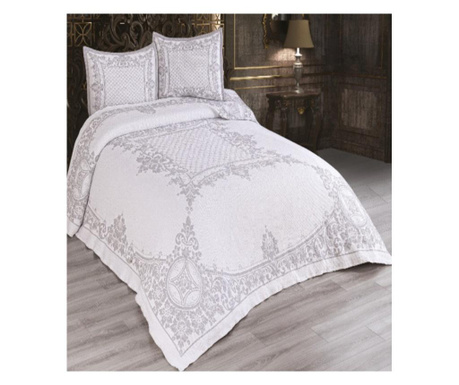 Одеяло за легло, памук, 3 части, роза, сиво, cjd-14