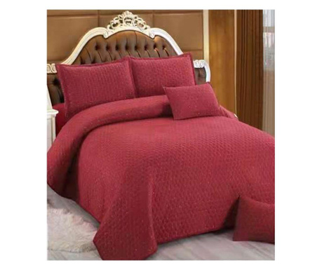 Ватирано одеяло за легло, полипамук, плат Ranforce, 5 части, граната, E260-05