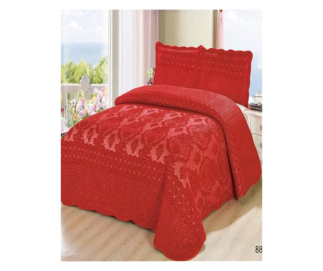 Покривало за легло за 2 души, кадифе, 3 части, червено, CCC-90
