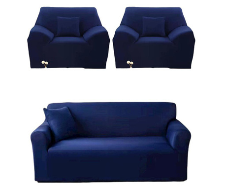 Еластичен комплект калъфки, 3-местен диван + 2 фотьойла, ВМС, HES-01BLM