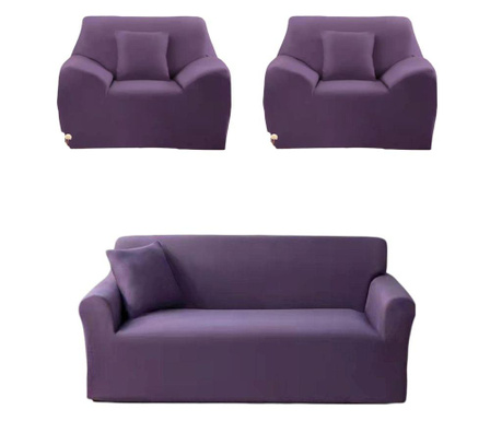 Еластичен комплект калъфки, 3-местен диван + 2 фотьойла, Люляк, HES-01LL
