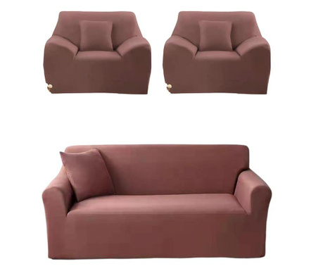 Еластичен комплект калъфки, 3-местен диван + 2 фотьойла, пудра розов, HES-01RP