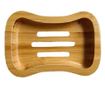 Savoniera din bambus Pufo Nature pentru baie, 12 cm, maro