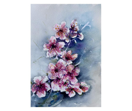 Pictura in acuarela Flori de mai – tablou pictat manual, dimensiune 19x28 cm