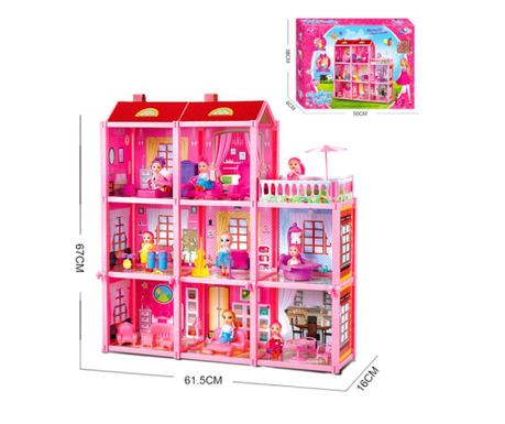 Детска триетажна къща с кукла и обзавеждане EmonaMall - Код W3995