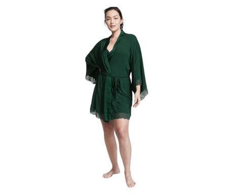 Halat dama Victoria's Secret, modal lace-trim robe, verde, m/l intl