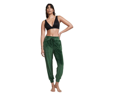 Pantaloni dama, Victoria's Secret, velour jogger, verde, s intl