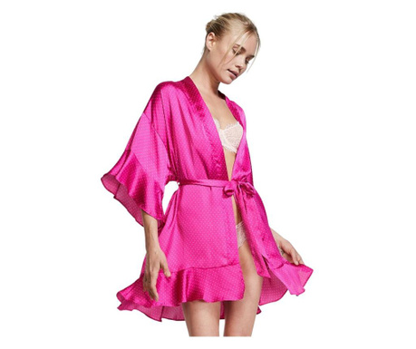 Halat dama Victoria's Secret, Satin Lace Trim Robe, Pink, XS/S INTL