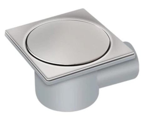 Fixed Floor Drain, Stainless Steel Grate, Click-Clack, 10 x 10 cm, 50 mm Side Outlet